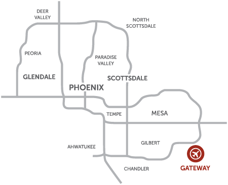Gateway Airport is ideally situated in the Greater Phoenix metro area